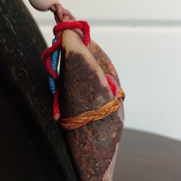 Handcrafted Bone Pendant Necklace with Red Accent - Picture 7 of 9